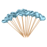 Maxbell 20 Pieces Toothpick Leather Heart Cupcake Picks Birthday Topper Light Blue