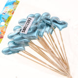 Maxbell 20 Pieces Toothpick Leather Heart Cupcake Picks Birthday Topper Light Blue