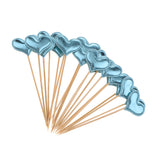 Maxbell 20 Pieces Toothpick Leather Heart Cupcake Picks Birthday Topper Light Blue