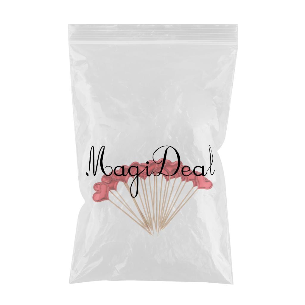 Maxbell 20 Pieces Toothpick Leather Heart Cupcake Picks Birthday Topper Red