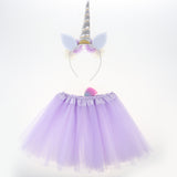 Maxbell 2 Pieces Girls Tutu Skirt Dress Unicorn Flower Headband Set Light Purple