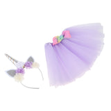 Maxbell 2 Pieces Girls Tutu Skirt Dress Unicorn Flower Headband Set Light Purple