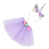 Maxbell 2 Pieces Girls Tutu Skirt Dress Unicorn Flower Headband Set Light Purple