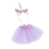 Maxbell 2 Pieces Girls Tutu Skirt Dress Unicorn Flower Headband Set Light Purple