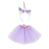 Maxbell 2 Pieces Girls Tutu Skirt Dress Unicorn Flower Headband Set Light Purple