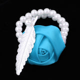 Maxbell Artificial Bridal Wrist Pearls Corsage Hand Flowers Bracelets Azure