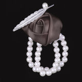 Maxbell Artificial Bridal Wrist Pearls Corsage Hand Flowers Bracelets Dark Grey