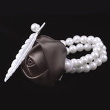 Maxbell Artificial Bridal Wrist Pearls Corsage Hand Flowers Bracelets Dark Grey