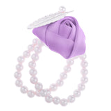 Maxbell Artificial Bridal Wrist Pearls Corsage Hand Flowers Bracelets Lilac