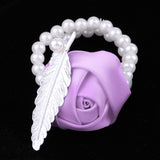 Maxbell Artificial Bridal Wrist Pearls Corsage Hand Flowers Bracelets Lilac