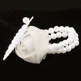 Maxbell Artificial Bridal Wrist Pearls Corsage Hand Flowers Bracelets Milk White