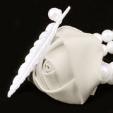 Maxbell Artificial Bridal Wrist Pearls Corsage Hand Flowers Bracelets Milk White