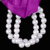 Maxbell Artificial Bridal Wrist Pearls Corsage Hand Flowers Bracelets Purple