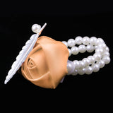 Maxbell Artificial Bridal Wrist Pearls Corsage Hand Flowers Bracelets Khaki