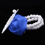 Maxbell Artificial Bridal Wrist Pearls Corsage Hand Flowers Bracelets Royalblue