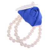 Maxbell Artificial Bridal Wrist Pearls Corsage Hand Flowers Bracelets Royalblue