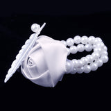 Maxbell Artificial Bridal Wrist Pearls Corsage Hand Flowers Bracelets White