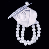 Maxbell Artificial Bridal Wrist Pearls Corsage Hand Flowers Bracelets White