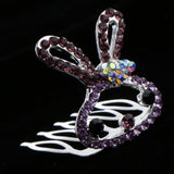 Maxbell Lovely Crystal Rabbit Hair Crown Tiara Headband Girls Birthday Gift Purple