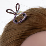 Maxbell Lovely Crystal Rabbit Hair Crown Tiara Headband Girls Birthday Gift Purple