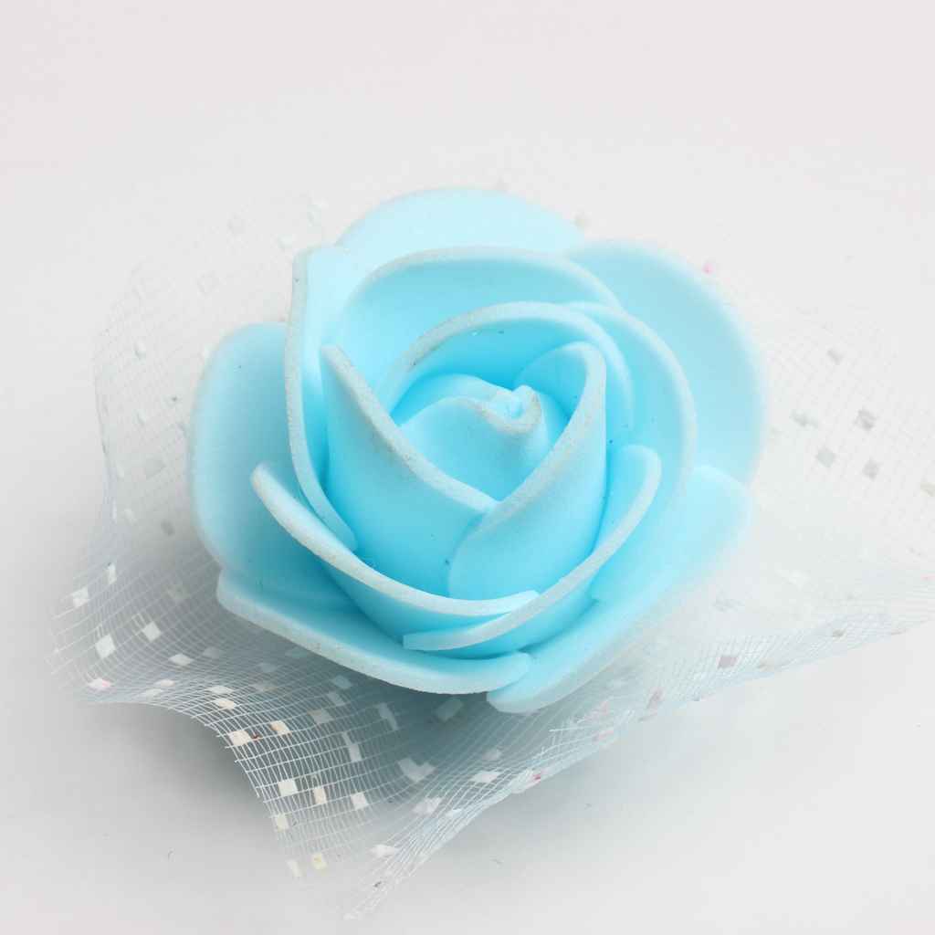 Maxbell 100pcs Artificial Foam Rose Head Flowers Wedding Home DIY Craft Decor Light Blue