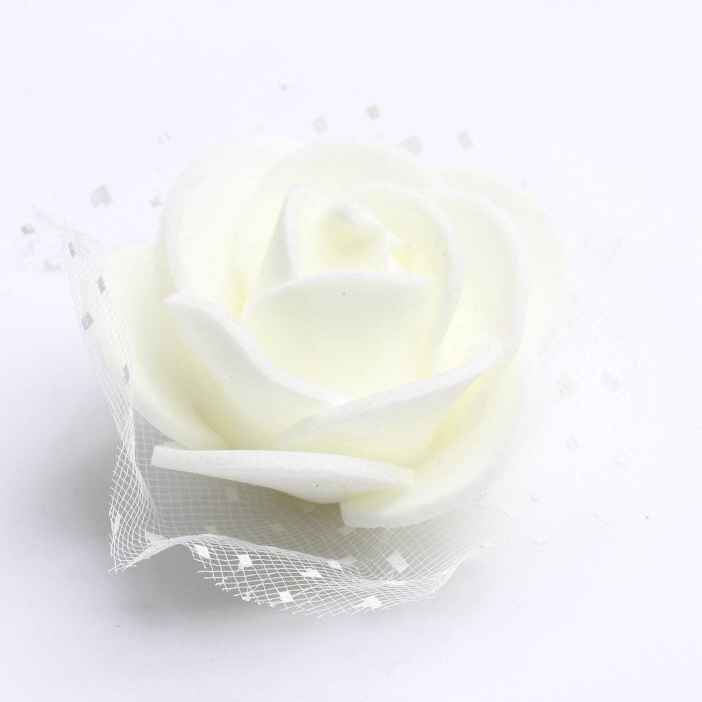 Maxbell 100pcs Artificial Foam Rose Head Flowers Wedding Home DIY Craft Decor Cream