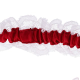 Maxbell 1 Pair  Bridal Lace Flower Bow Ribbon Pearl Leg Garter Thigh Ring Wine red
