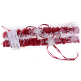Maxbell 1 Pair  Bridal Lace Flower Bow Ribbon Pearl Leg Garter Thigh Ring Wine red