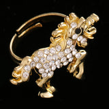 Maxbell Shiny Crystal Unicorn Ring Magical Horse Jewelry Birthday Party Gift Gold