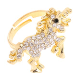 Maxbell Shiny Crystal Unicorn Ring Magical Horse Jewelry Birthday Party Gift Gold