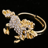 Maxbell Shiny Crystal Unicorn Ring Magical Horse Jewelry Birthday Party Gift Gold