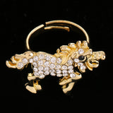 Maxbell Shiny Crystal Unicorn Ring Magical Horse Jewelry Birthday Party Gift Gold