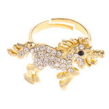 Maxbell Shiny Crystal Unicorn Ring Magical Horse Jewelry Birthday Party Gift Gold