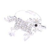 Maxbell Shiny Crystal Unicorn Ring Magical Horse Jewelry Birthday Party Gift Silver