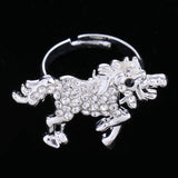 Maxbell Shiny Crystal Unicorn Ring Magical Horse Jewelry Birthday Party Gift Silver