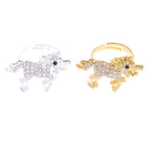 Maxbell Shiny Crystal Unicorn Ring Magical Horse Jewelry Birthday Party Gift Silver