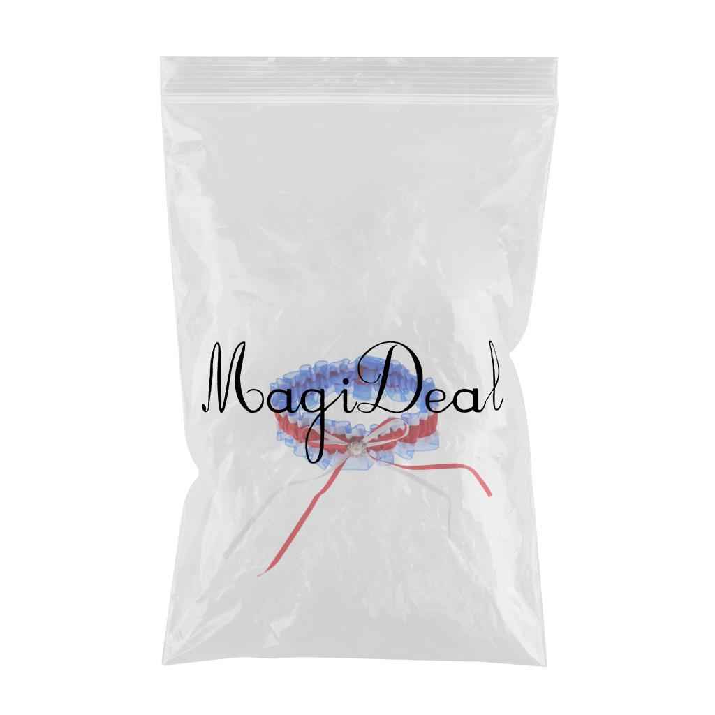 Maxbell Bridal Wedding Diamond Bow knot Lace Garter Wedding Dress Accessories  Red