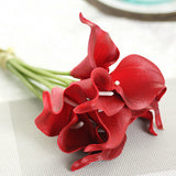 Maxbell 10 Stems Blossom Calla Lilies Flowers Bouquet Wedding Home Decor Red