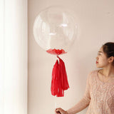 Maxbell 18" Transparent Bobo Balloon Roseleaf Tassel Balloon Accessories Rose red