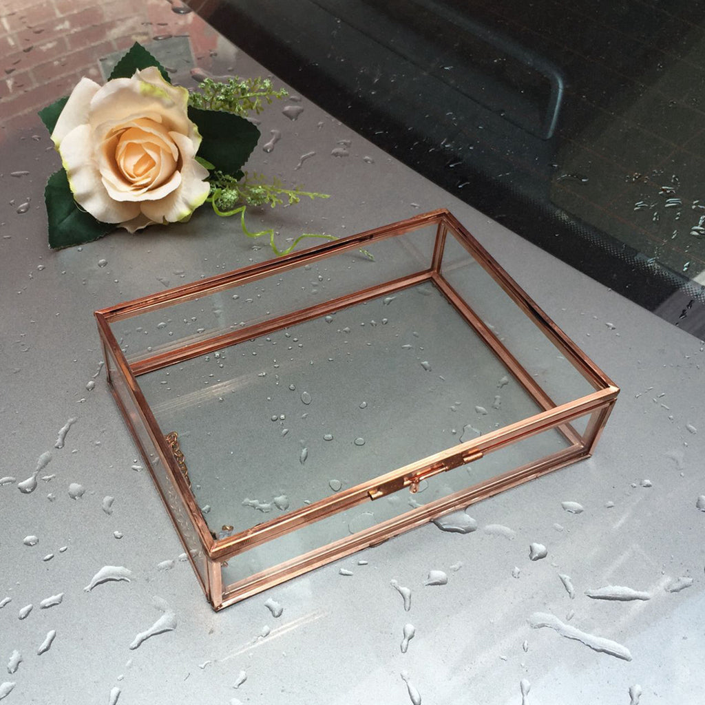 Maxbell Modern Glass Metal Cuboid Geometric Terrarium Succulent Plants Container S