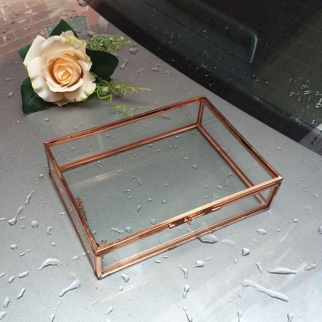Maxbell Modern Glass Metal Cuboid Geometric Terrarium Succulent Plants Container L