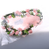 Maxbell Bridal Wedding Floral Flower Garland Forehead Wreath Hair Accessories Pink