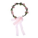 Maxbell Bridal Wedding Floral Flower Garland Forehead Wreath Hair Accessories Pink