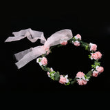 Maxbell Bridal Wedding Floral Flower Garland Forehead Wreath Hair Accessories Pink