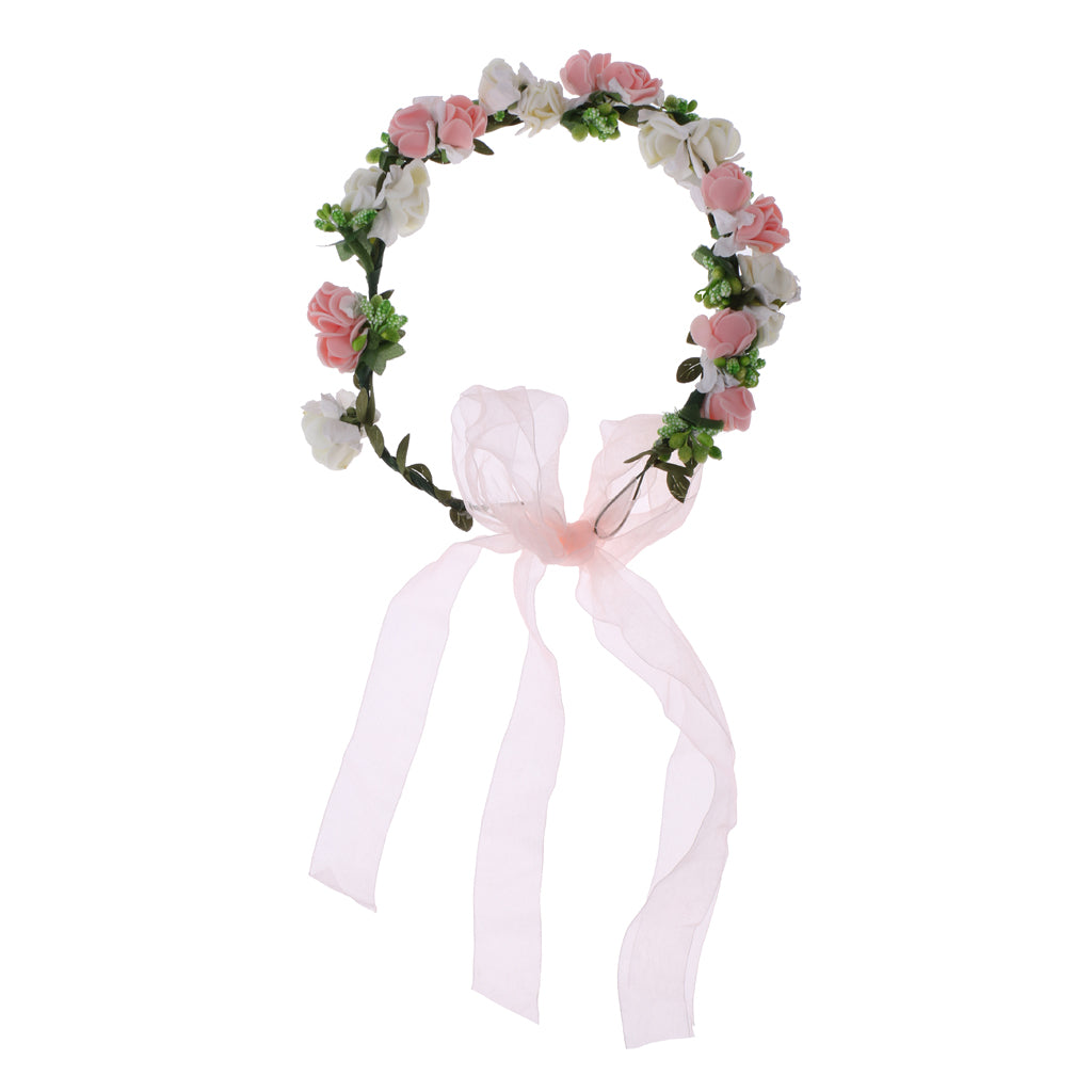 Maxbell Bridal Wedding Floral Flower Garland Forehead Wreath Hair Accessories Multi