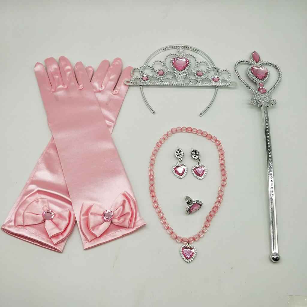 Maxbell Princess Belle Dress Costume Accessory Glove Wand Tiara Jewerly Set Pink
