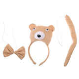 Maxbell Christmas Girls Boys Headband Bowtie Tail Kit Bear Costume Set Party Cosplay