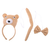 Maxbell Christmas Girls Boys Headband Bowtie Tail Kit Bear Costume Set Party Cosplay