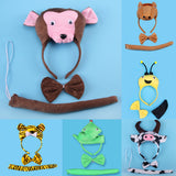 Maxbell Christmas Girls Boys Headband Bowtie Tail Kit Bear Costume Set Party Cosplay