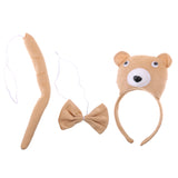 Maxbell Christmas Girls Boys Headband Bowtie Tail Kit Bear Costume Set Party Cosplay